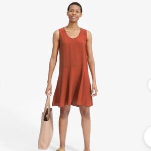 Everlane The Clean Burnt Orange Silk Swing Dress